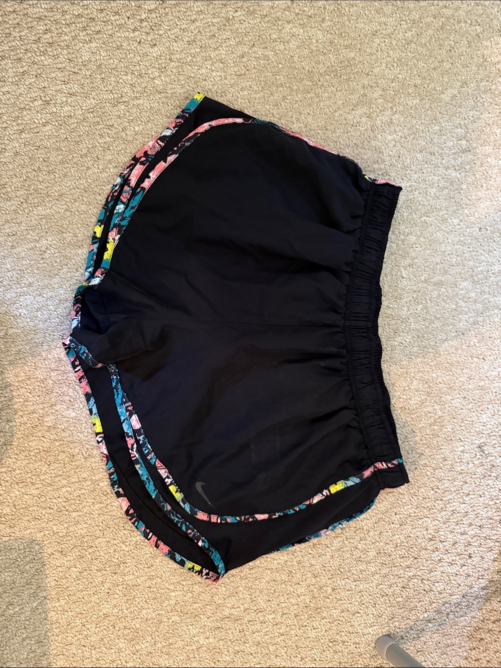 Nike Black Athletic Shorts with Multicolor Floral Trim